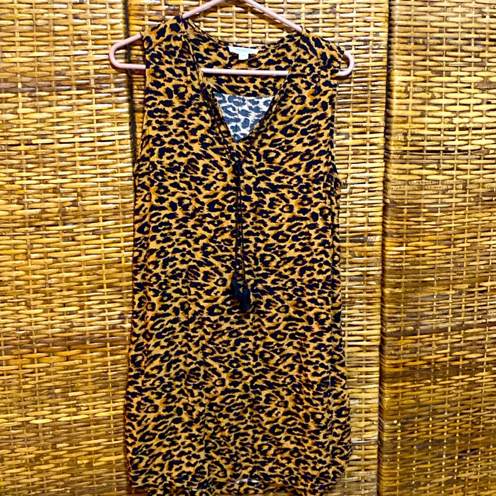 EUC Beachlunchlounge Leopard Print Dress Sleeveless Flowy Black Brown S